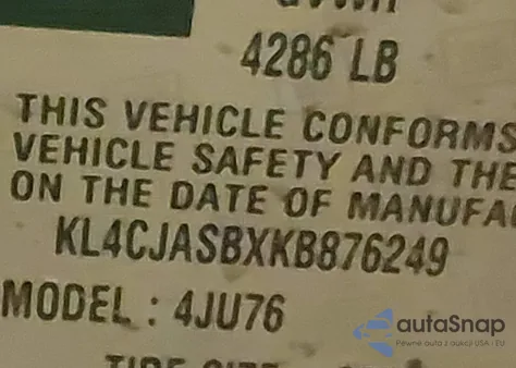 2019 Buick Encore Fwd Preferred из США, поврежденный, VIN KL4CJASBXKB876249